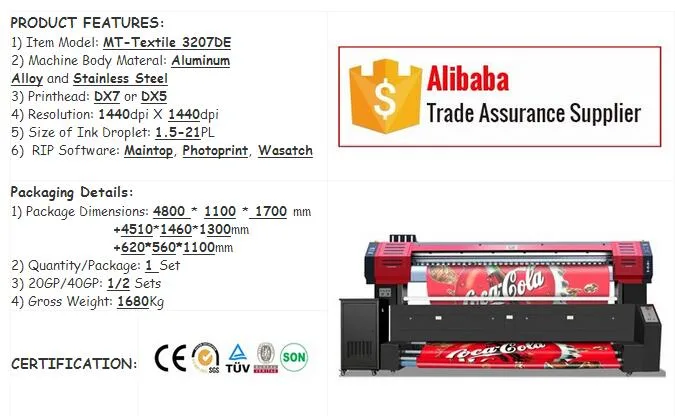 Fast Speed Intelligent Good Price 3.2m Inkjet Printer Large Format Digital Printing Machine Direct to Textile