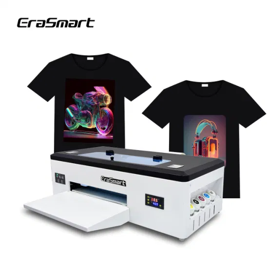 Erasmart-Impresora Digital de escritorio pequeña para ropa, Impresora textil L1800 A3 Dtf, película Pet, prensa de transferencia de calor, camiseta de inyección de tinta